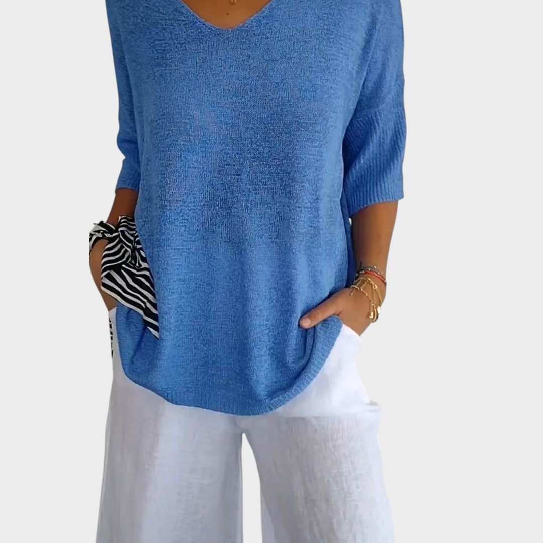 MAISON CHÉRIE | Suéter Mujer Con Escote En V – Jersey Casual Elegante