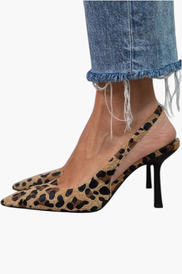 MAISON CHÉRIE | Tacones slingback mujer ante puntera fina tacón kitten elegante oficina casual