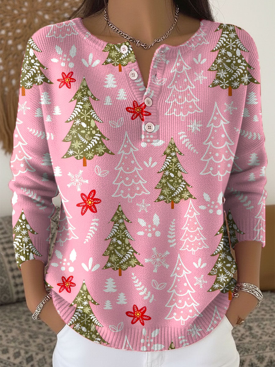 MAISON CHÉRIE | Suéter Mujer Navideño Con Botones Y Estampado Festivo – Jersey Invierno