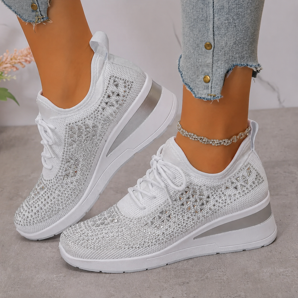 MAISON CHÉRIE | Zapatillas mujer con cuña y detalles brillantes