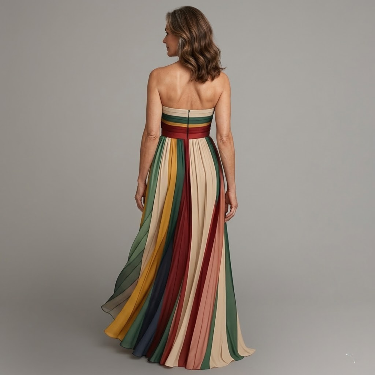 MAISON CHÉRIE | Vestido largo mujer sin tirantes – vestido verano plisado elegante