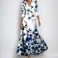 MAISON CHÉRIE | Vestido Largo Mujer Floral Elegante – Escote V y Ajuste Envolvente