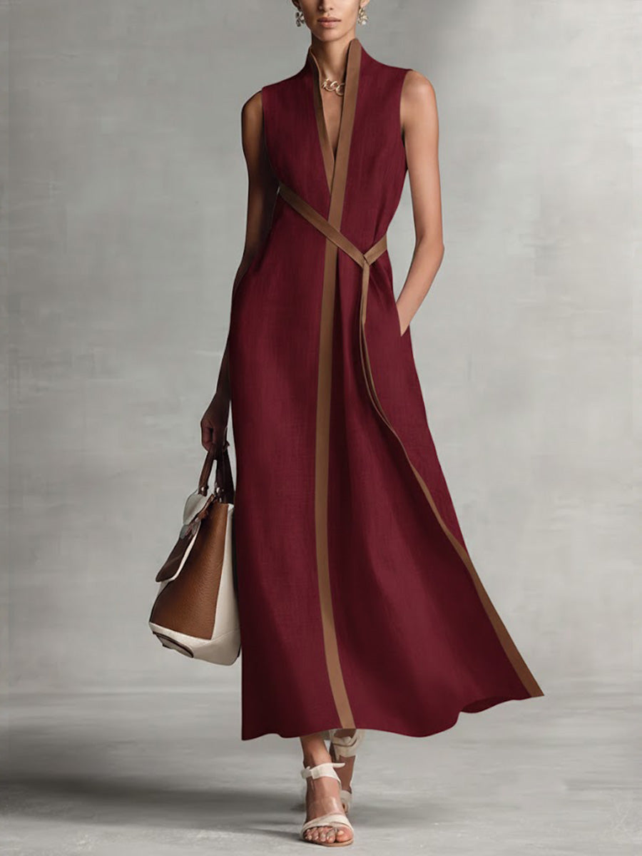 Vestido Claire | Largo de Lino sin Mangas, Fluido para Verano