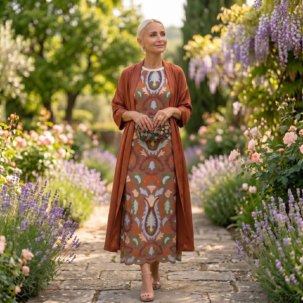 MAISON CHÉRIE | Conjunto de vestido largo para mujer con chaleco abierto a juego