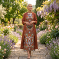 MAISON CHÉRIE | Conjunto de vestido largo para mujer con chaleco abierto a juego