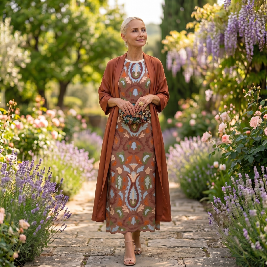 MAISON CHÉRIE | Conjunto de vestido largo para mujer con chaleco abierto a juego
