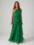 MAISON CHÉRIE | Vestido maxi asimétrico para mujer con volantes