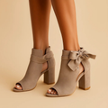 MAISON CHÉRIE | Sandalias mujer de tacón cuadrado con lazo elegante y punta abierta