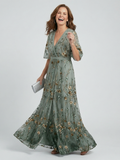 MAISON CHÉRIE | Vestido largo floral para mujer con escote cruzado