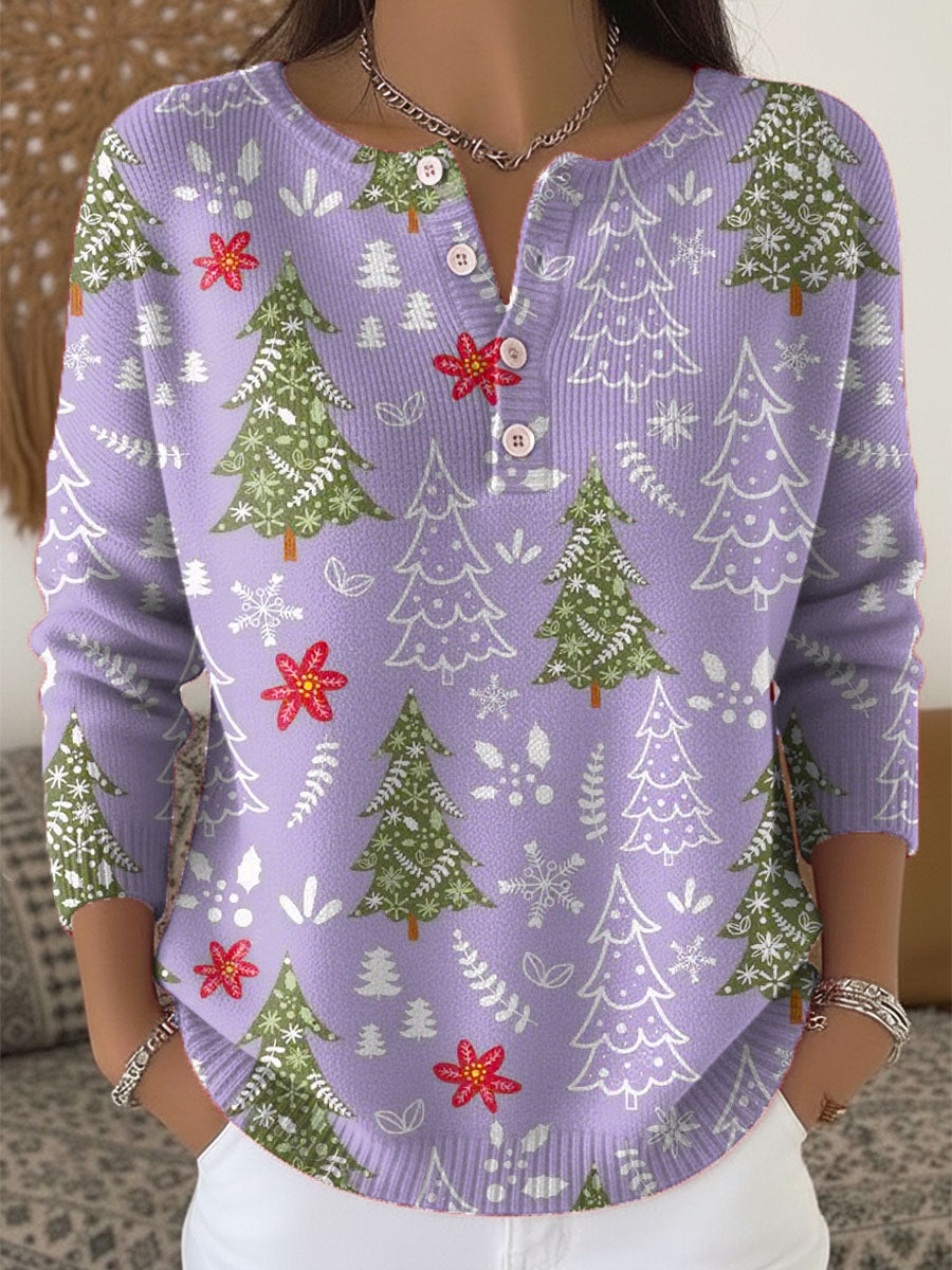 MAISON CHÉRIE | Suéter Mujer Navideño Con Botones Y Estampado Festivo – Jersey Invierno