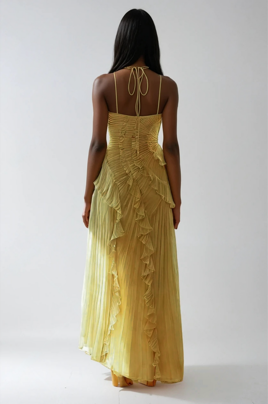 MAISON CHÉRIE | Vestido largo mujer con volantes y escote halter