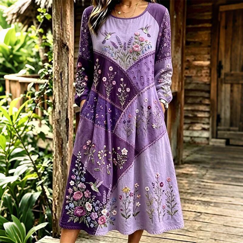 MAISON CHÉRIE | Vestido de mujer floral con mangas largas y estilo bohemio fluido