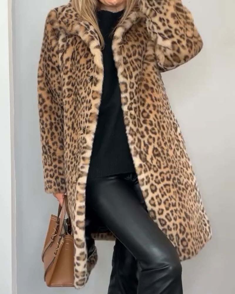 MAISON CHÉRIE | Abrigo leopardo mujer elegante – abrigo largo mujer estilo moderno