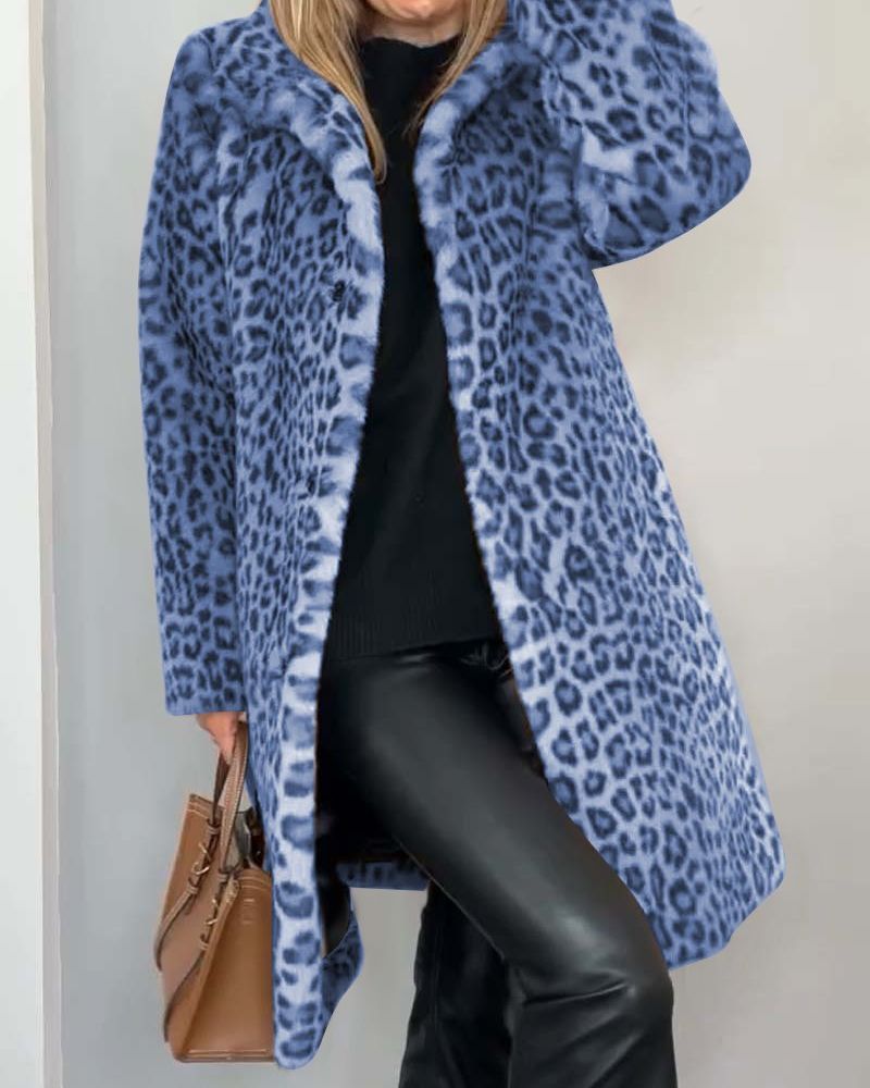 MAISON CHÉRIE | Abrigo leopardo mujer elegante – abrigo largo mujer estilo moderno