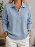 MAISON CHÉRIE | Suéter de mujer con cuello de camisa y botones decorativos finos