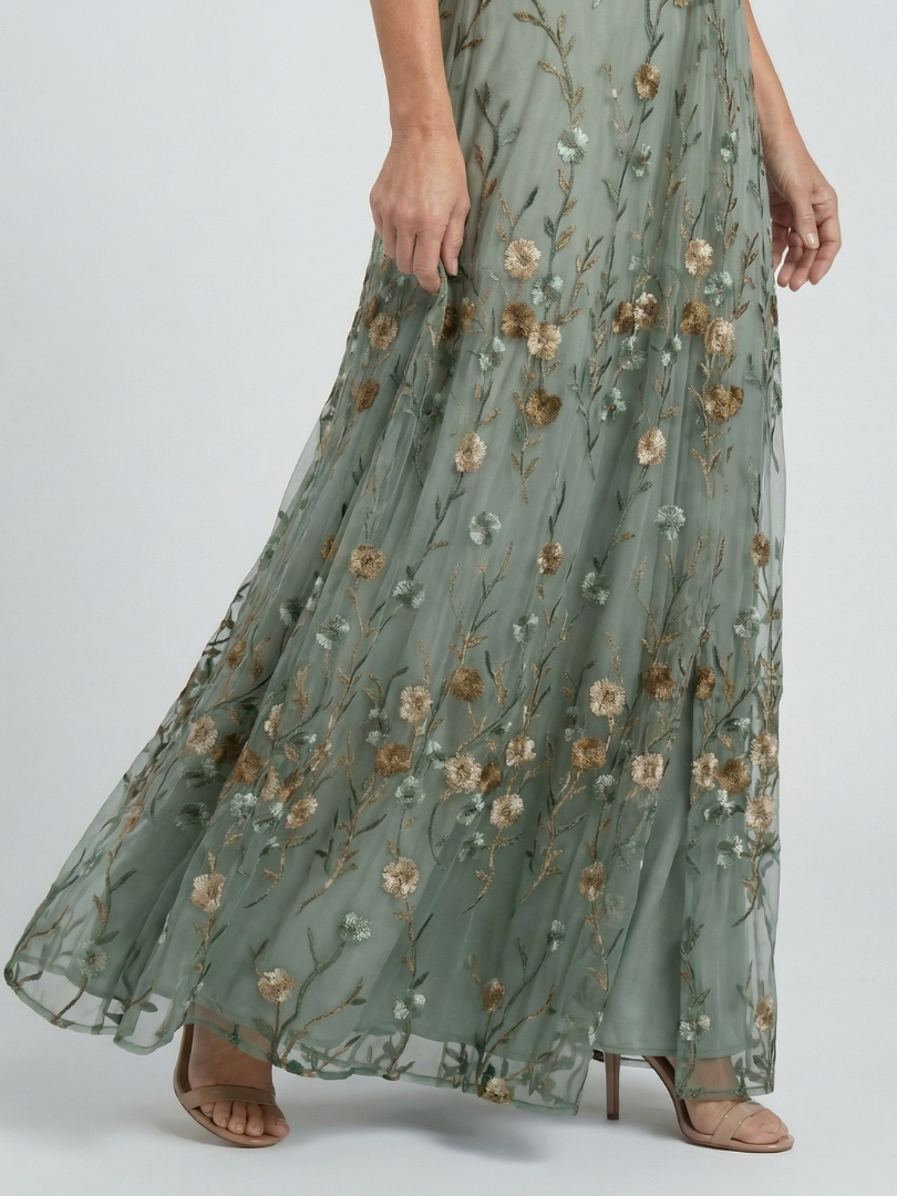 MAISON CHÉRIE | Vestido largo floral para mujer con escote cruzado