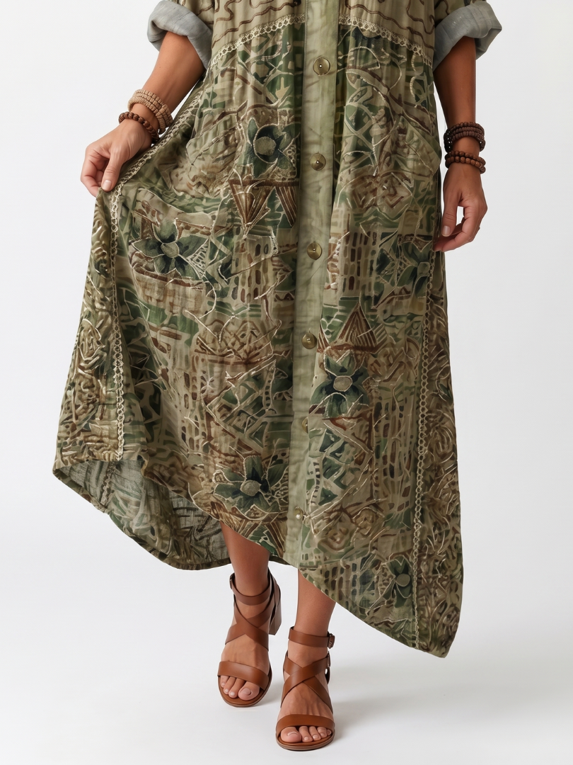 MAISON CHÉRIE | Vestido bohemio de mujer con botones y estampado floral