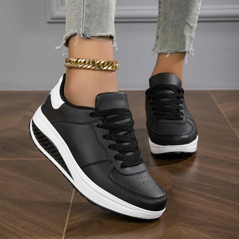 MAISON CHÉRIE | Zapatillas mujer plataforma cuero sintético cordones suela gruesa casual diario