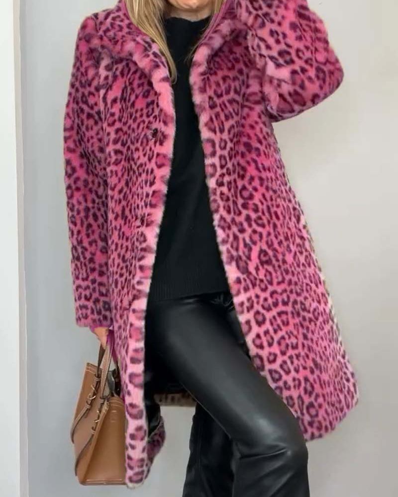 MAISON CHÉRIE | Abrigo leopardo mujer elegante – abrigo largo mujer estilo moderno