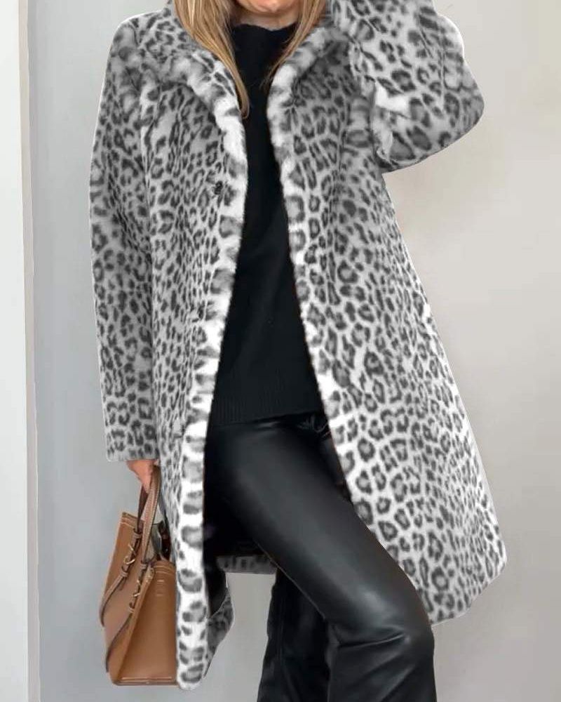 MAISON CHÉRIE | Abrigo leopardo mujer elegante – abrigo largo mujer estilo moderno