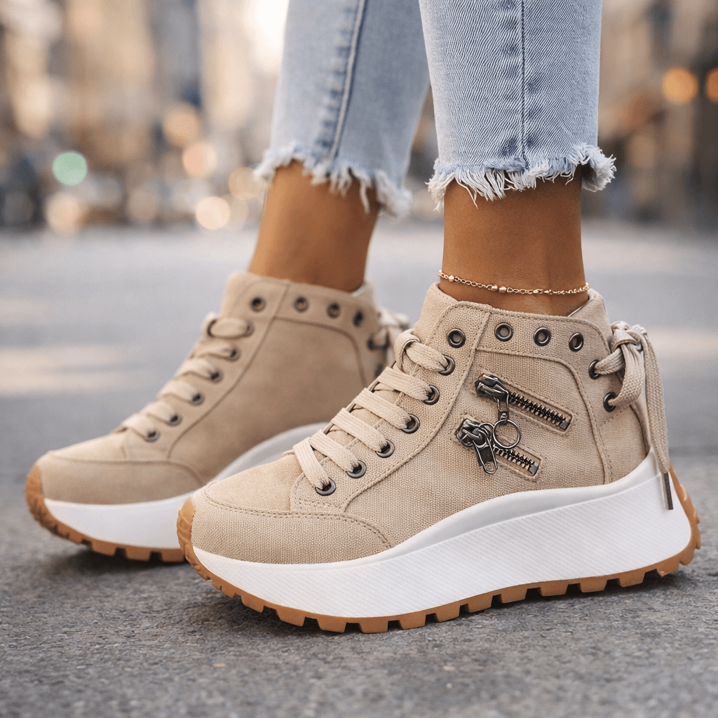 MAISON CHÉRIE | Zapatillas mujer plataforma denim chunky cremalleras urbanas