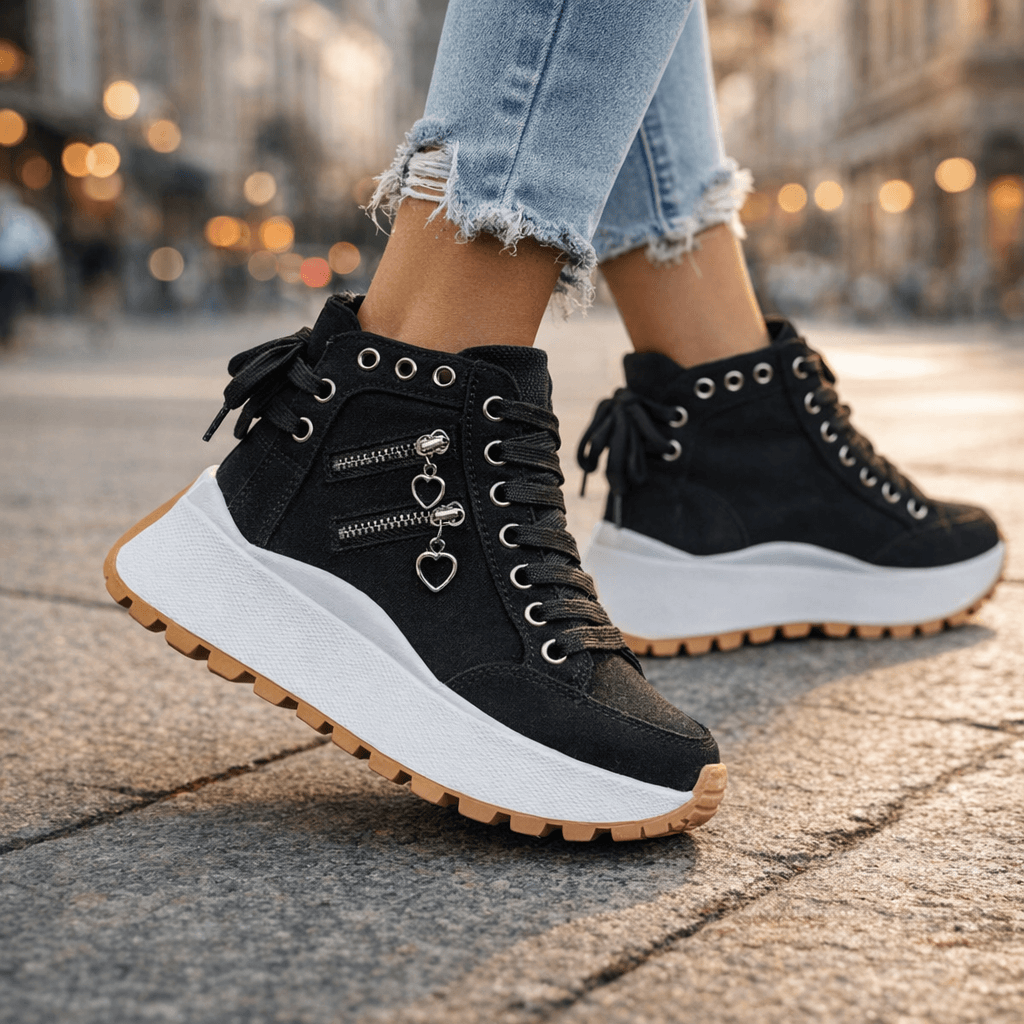 MAISON CHÉRIE | Zapatillas mujer plataforma denim chunky cremalleras urbanas