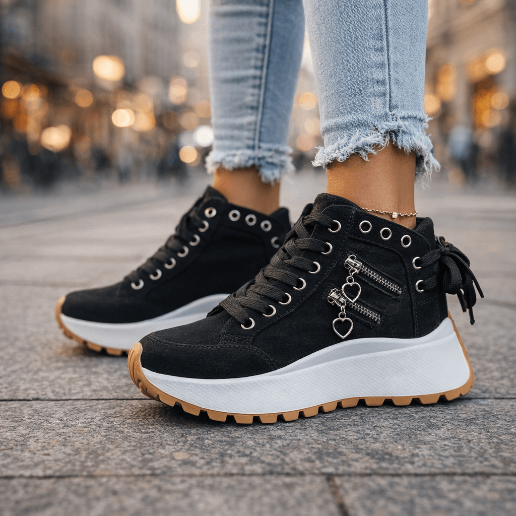 MAISON CHÉRIE | Zapatillas mujer plataforma denim chunky cremalleras urbanas