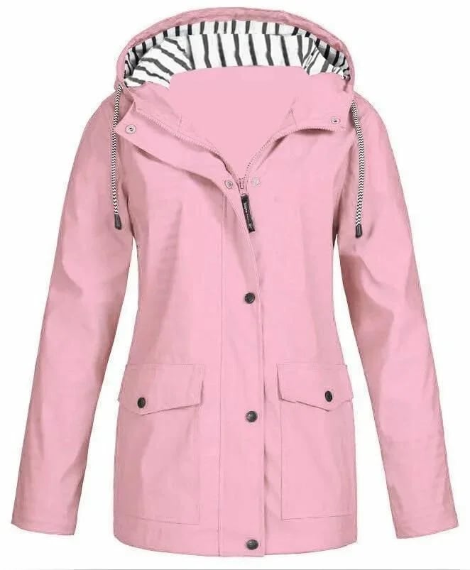 MAISON CHÉRIE | Chaqueta impermeable de mujer con capucha y bolsillos frontales