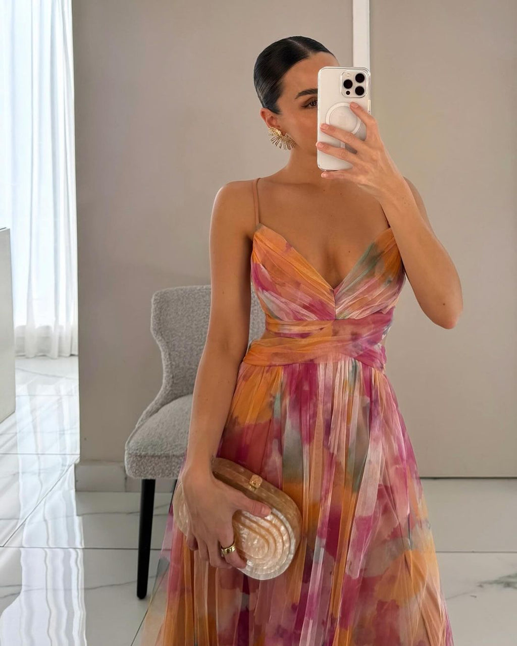 MAISON CHÉRIE | Vestido mujer maxi floral elegante – vestido fluido tirantes ligero