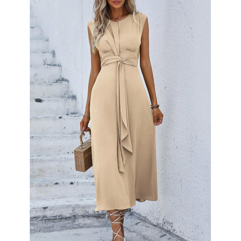 MAISON CHÉRIE | Vestido largo para mujer con cintura drapeada y diseño sin mangas