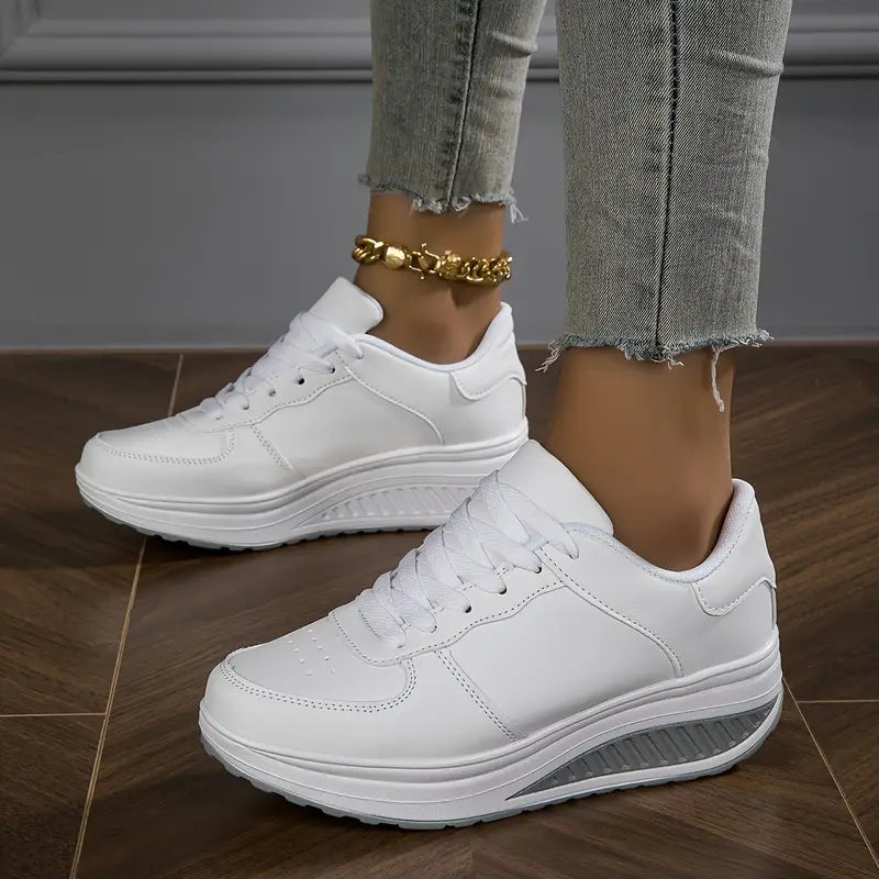 MAISON CHÉRIE | Zapatillas mujer plataforma cuero sintético cordones suela gruesa casual diario