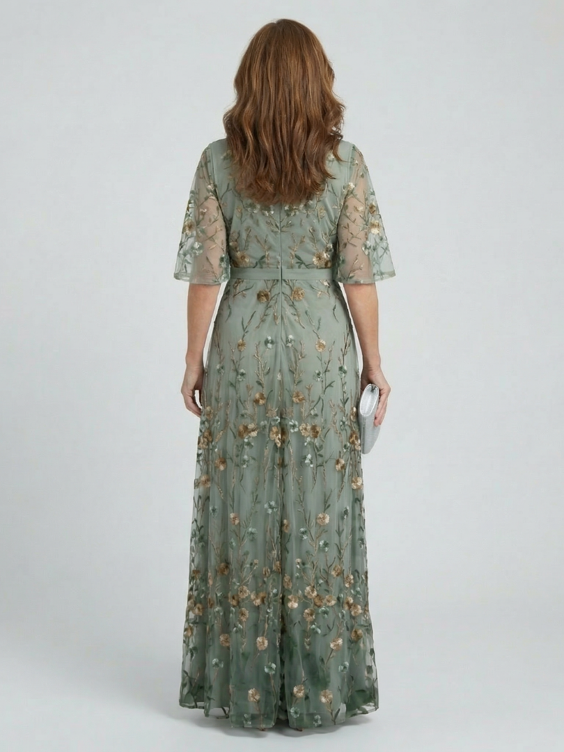 MAISON CHÉRIE | Vestido largo floral para mujer con escote cruzado