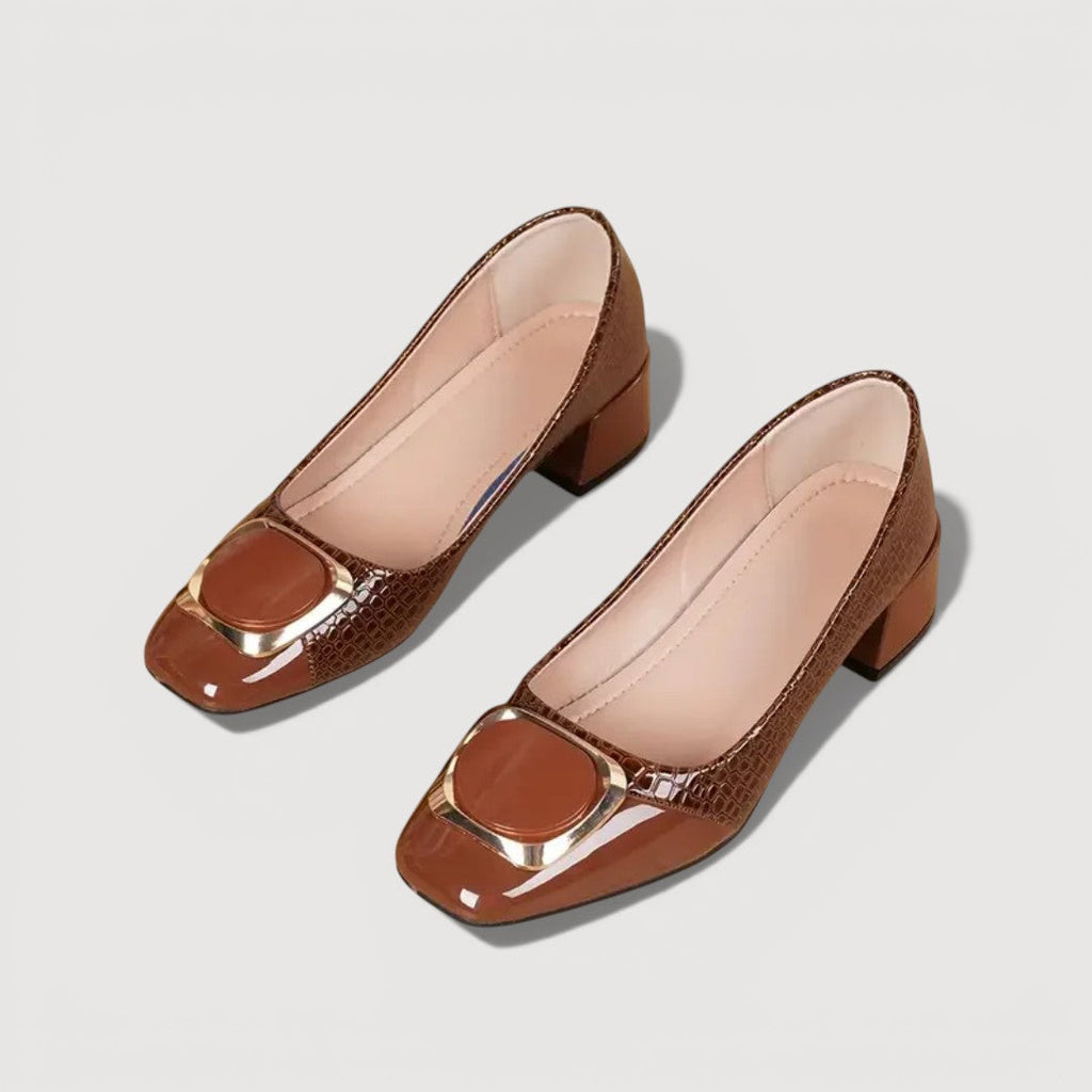 MAISON CHÉRIE | Tacones Bloque Mujer Con Acabado Croco – Zapatos Elegantes Cómodos De Tacón Bajo