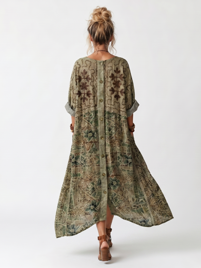 MAISON CHÉRIE | Vestido bohemio de mujer con botones y estampado floral