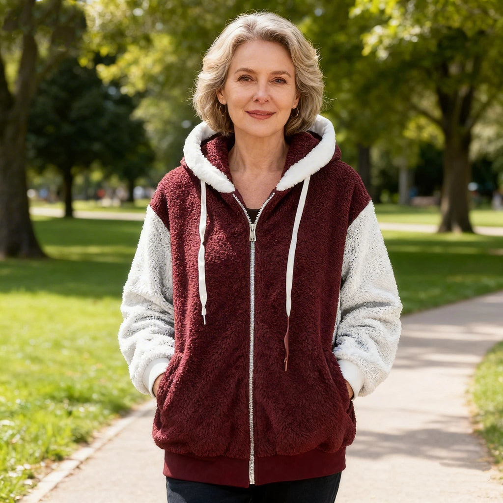 MAISON CHÉRIE | Chaqueta polar mujer con capucha y bolsillos