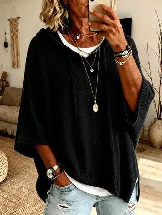 MAISON CHÉRIE | Sudadera oversize con capucha para mujer de punto suave casual