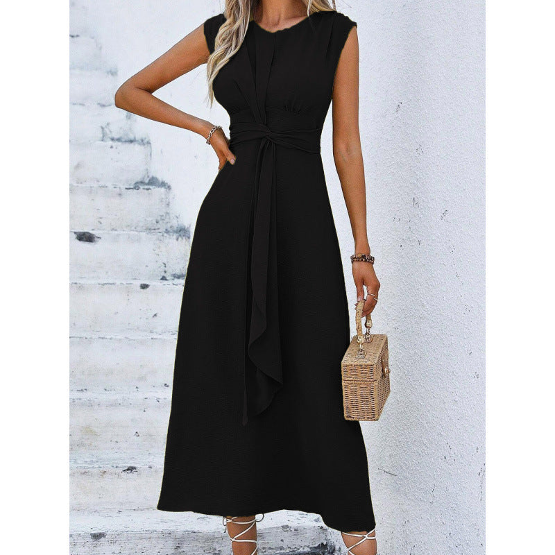 MAISON CHÉRIE | Vestido largo para mujer con cintura drapeada y diseño sin mangas