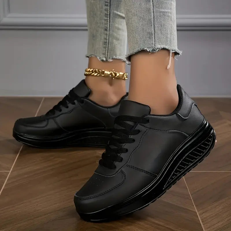 MAISON CHÉRIE | Zapatillas mujer plataforma cuero sintético cordones suela gruesa casual diario