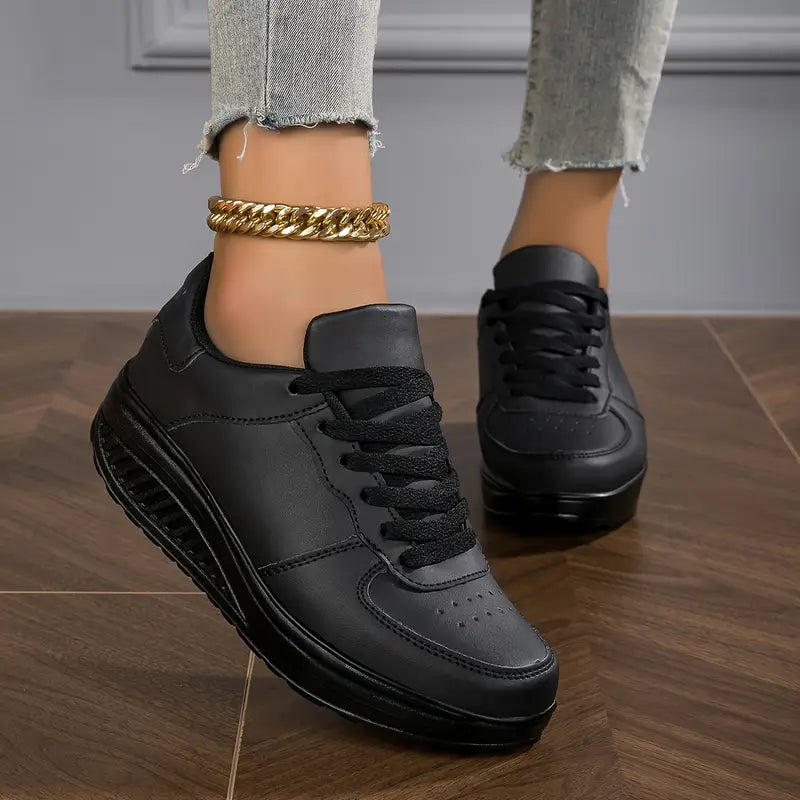 MAISON CHÉRIE | Zapatillas mujer plataforma cuero sintético cordones suela gruesa casual diario