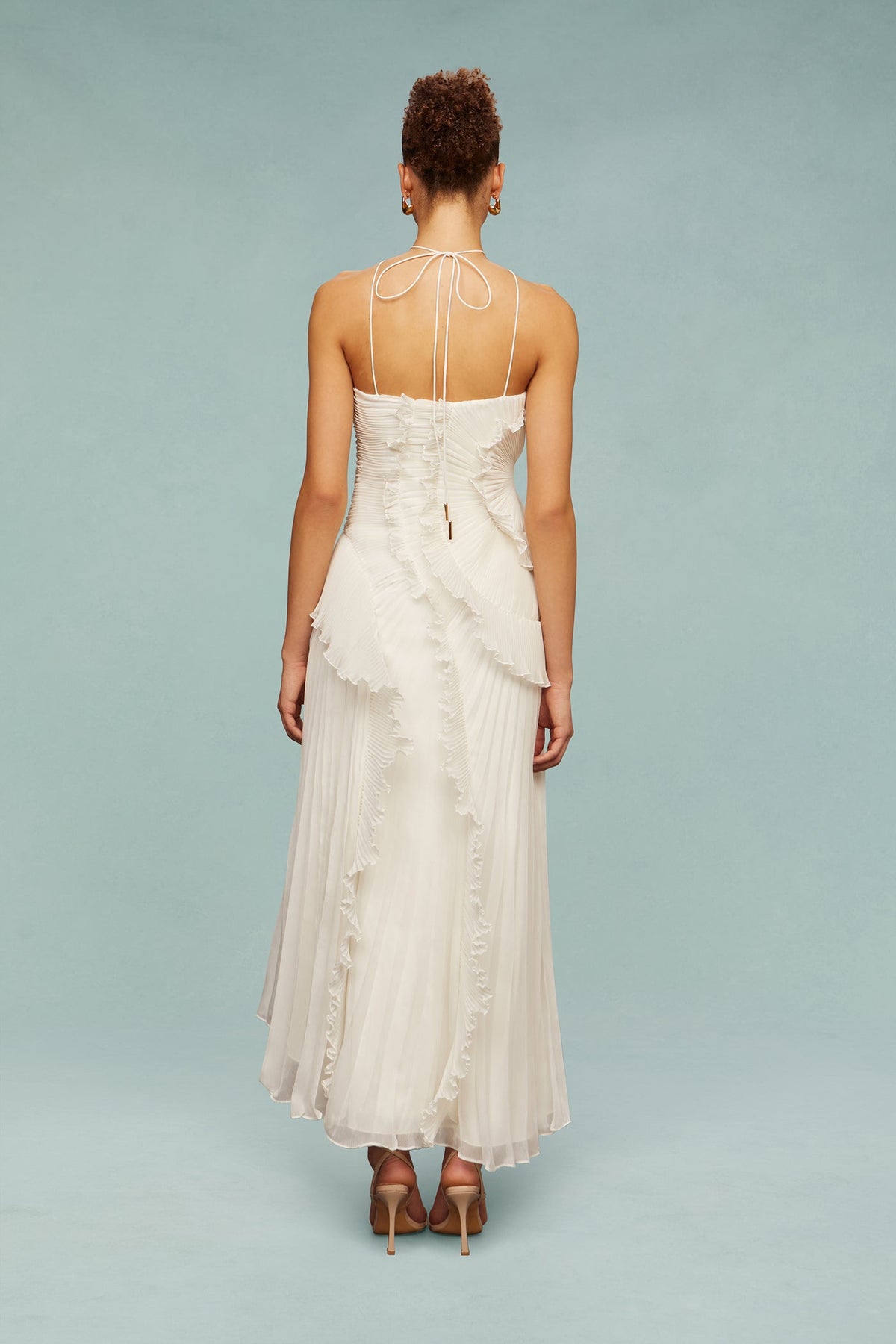MAISON CHÉRIE | Vestido largo mujer con volantes y escote halter