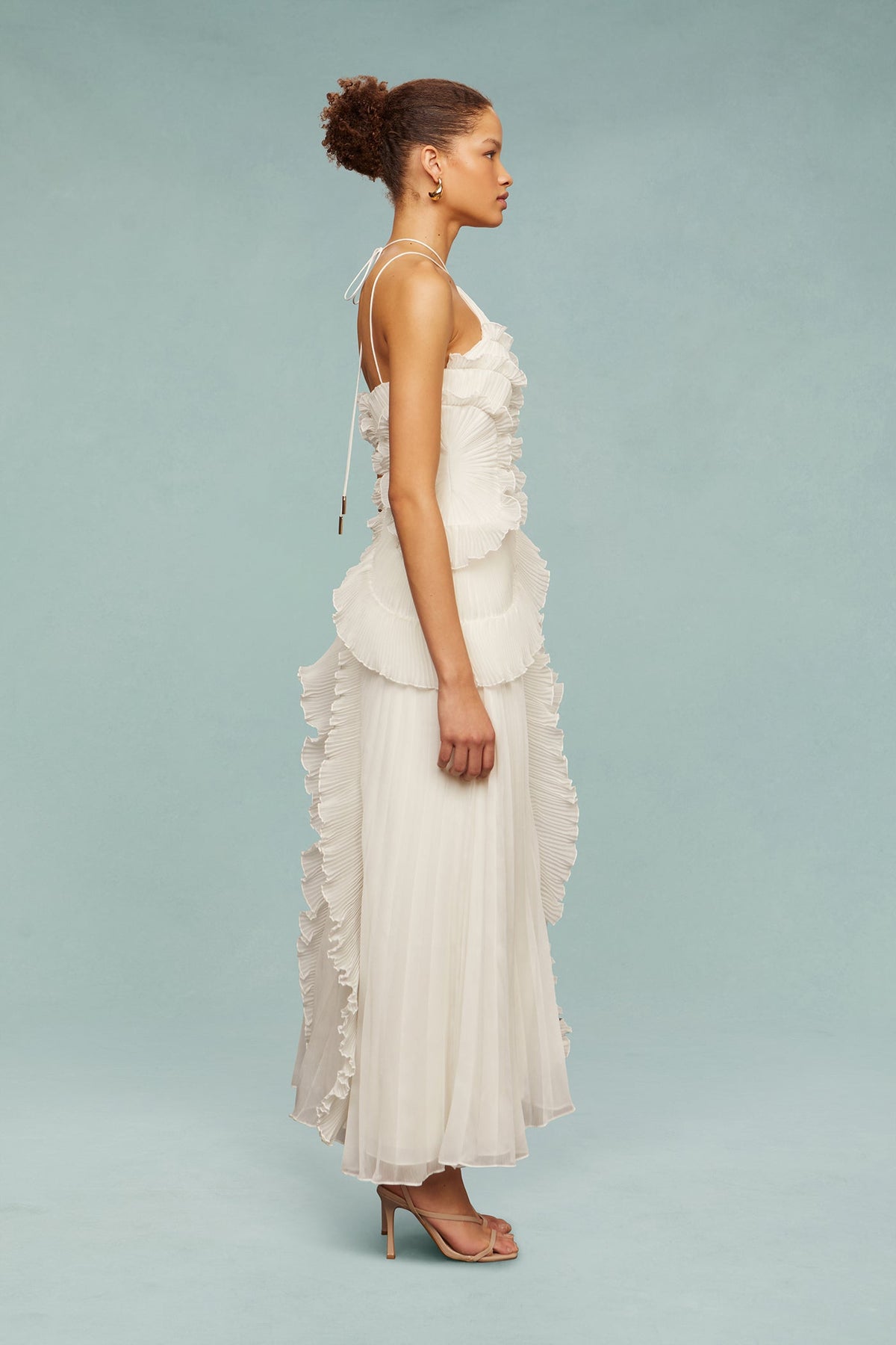 MAISON CHÉRIE | Vestido largo mujer con volantes y escote halter