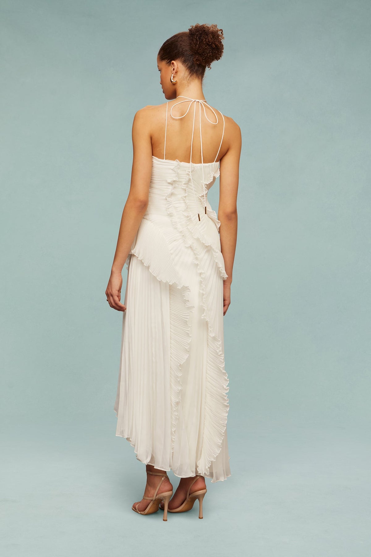 MAISON CHÉRIE | Vestido largo mujer con volantes y escote halter