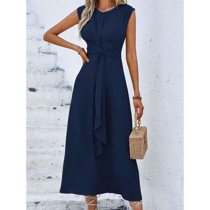 MAISON CHÉRIE | Vestido largo para mujer con cintura drapeada y diseño sin mangas