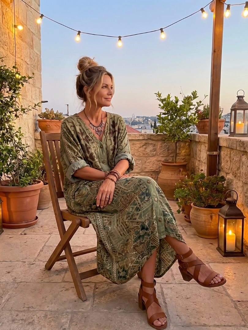 MAISON CHÉRIE | Vestido bohemio de mujer con botones y estampado floral