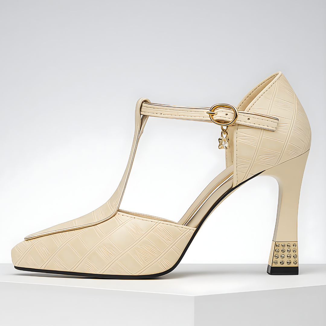MAISON CHÉRIE | Tacones mujer con tira en T y tacón bloque – estilo elegante fiesta