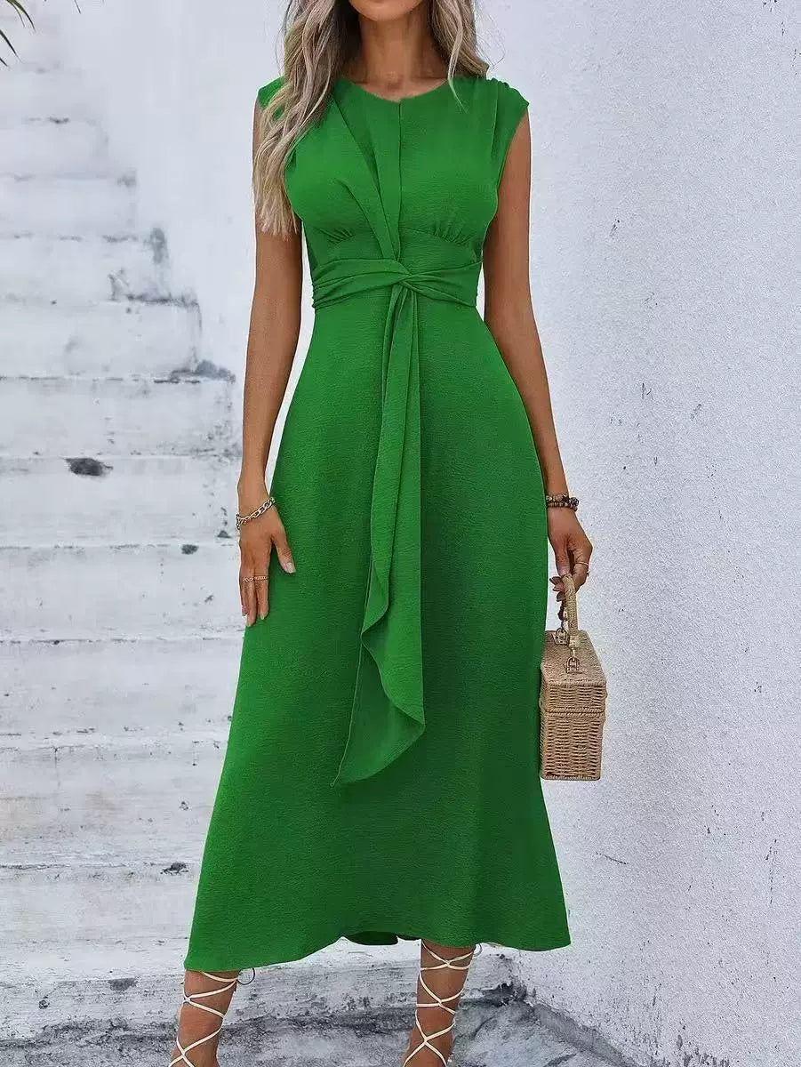 MAISON CHÉRIE | Vestido largo para mujer con cintura drapeada y diseño sin mangas