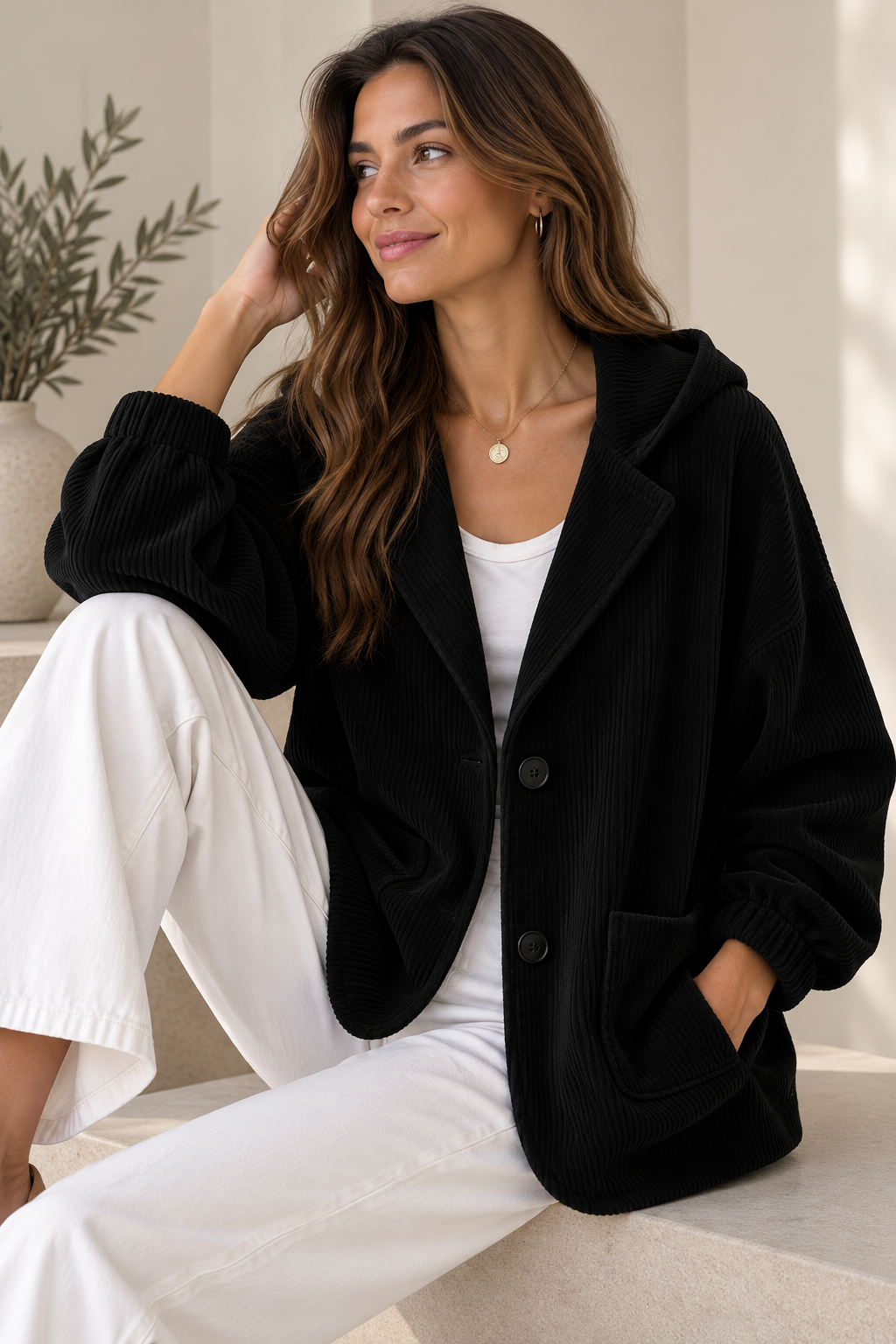 MAISON CHÉRIE | Chaqueta oversize con capucha para mujer de estilo relajado