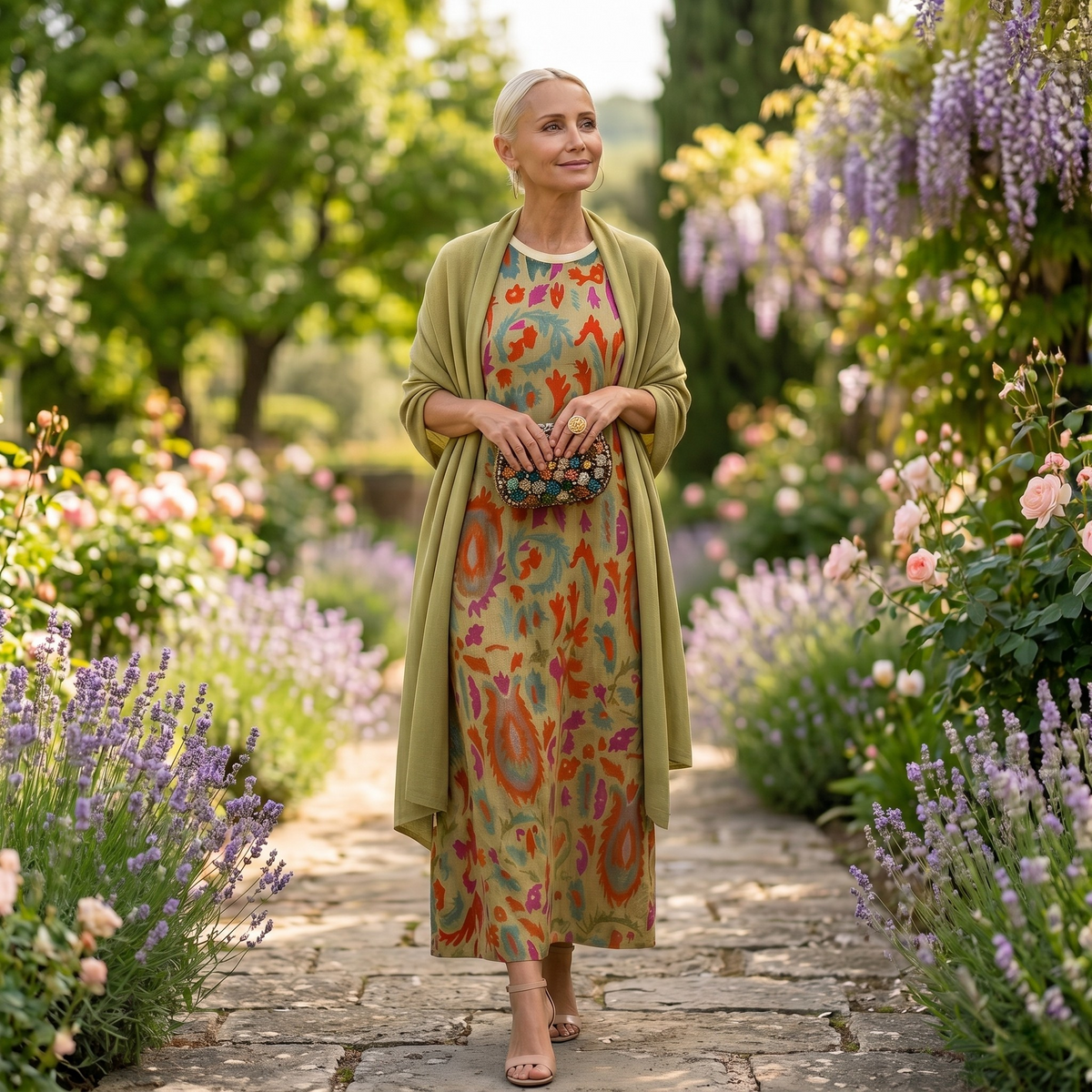 MAISON CHÉRIE | Conjunto de vestido largo para mujer con chaleco abierto a juego