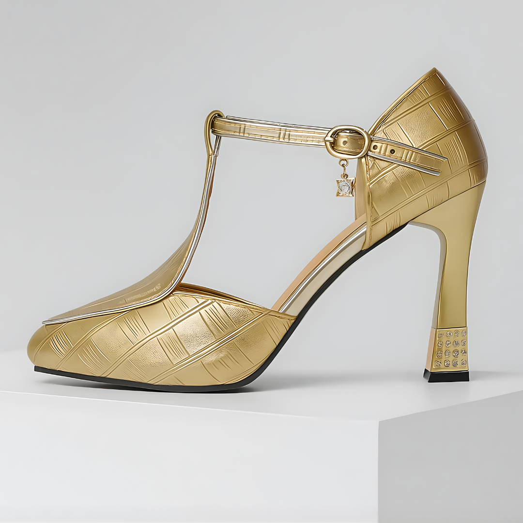 MAISON CHÉRIE | Tacones mujer con tira en T y tacón bloque – estilo elegante fiesta