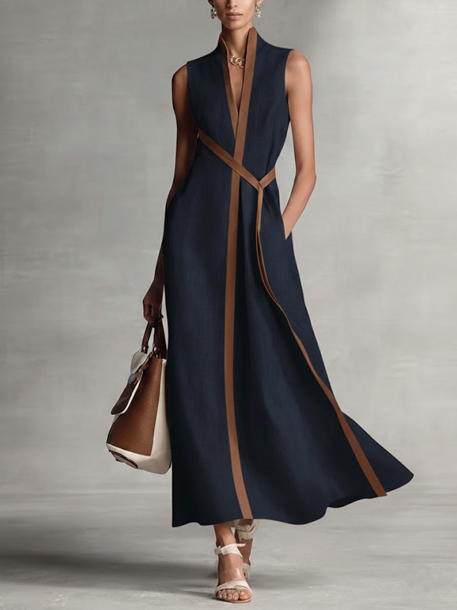 Vestido Claire | Largo de Lino sin Mangas, Fluido para Verano